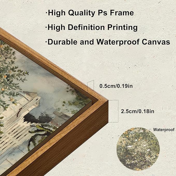 KBKBART Framed Farmhouse Wall Art, Orange Tree Vintage Watercolor Oil Painting, Rustic Kitchen Sign Canvas Wall Art for Dining Room, Bedroom, Living Room, Gallery, Vintage Pictures Wall Decor (8"x10")