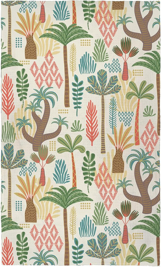 Eunzel Kitchen Tea Towel Quick Dry Microfiber Dish Towels with Hanging Loop 18x30, Tropical Oasis