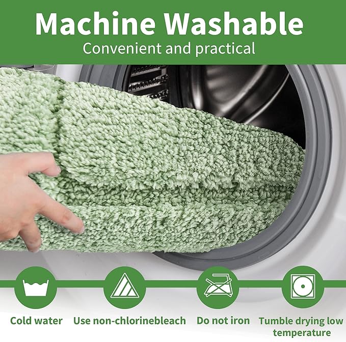 GRANNY SAYS Sage Green Bathroom Rugs Non Slip, 20" x 32", Bathroom Rugs Washable，Bath Rug for Shower Room，Bath Mats for Floor, Microfiber Bath Mat for Tub, Absorbent Shower Rug