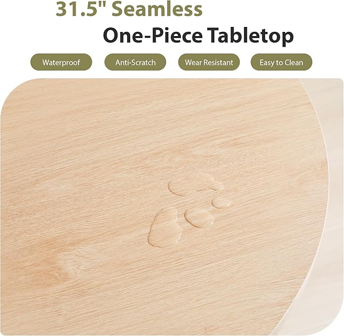 31.5" Round Dining Table for 2-4, Modern Farmhouse Kitchen Table with 2-Tier Storage Shelf, Small Wooden Circle Dining Tables with Fluted Base for Home Dining Room Living Room (Natural)