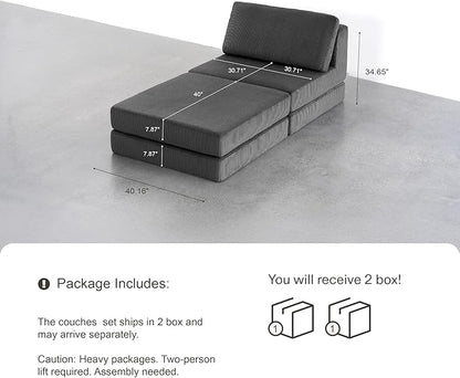 Boneless Couch Cloud Modular Sectional Couches for Living Room, Modern Oversize Sofa with Deep Seat, Modular Sectional Sofa with Ottoman, No Assembly Required