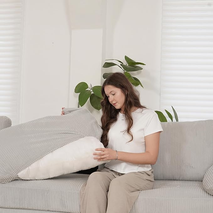 EASE MOOSE Oversized Sectional Modular Sofa,Large U Shape Sectional Couch Wide Deep Seat Modular Cloud Couch,Removable Cover,Light Gray