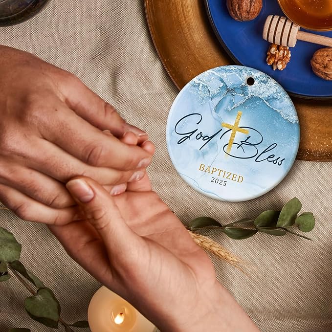 ZAGKOO Easter Baptism Gifts - Baptism Ornament for Boys, Baby Boy - Christening Gift, Religious Easter Decoration, Catholic Baptismal Gift - God Bless Baptized Christmas Ornament 2025