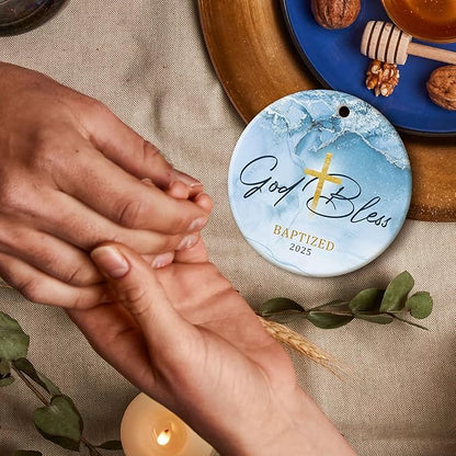 ZAGKOO Easter Baptism Gifts - Baptism Ornament for Boys, Baby Boy - Christening Gift, Religious Easter Decoration, Catholic Baptismal Gift - God Bless Baptized Christmas Ornament 2025