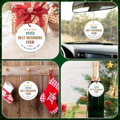 Christmas Best Neighbor Gifts for Women - Ceramic Christmas Ornaments 2025 - Friendship Gifts for Neighbors, Hello Neighbor Friends Ornament, Stocking Stuffers for The Neighborhood