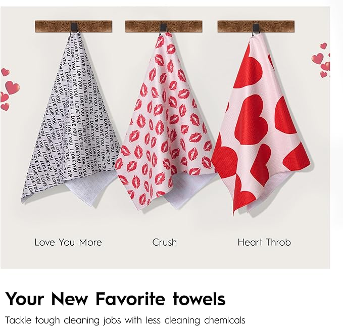 GEOMETRY Kitchen Towels Quick Dry Microfiber Premium Towel Love You More Valentines Gifts for Mom