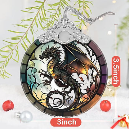 Dragon Stained Glass Ornament, Christmas Ornaments, Xmas Tree Decorations, Ornaments for Christmas Tree, Holiday Presents, Gift Exchange Ideas