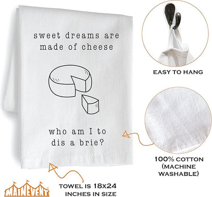 Sweet Dreams Are Made of Cheese Funny Kitchen Towels 18x24 Inch Dish Towels
