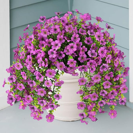 INQCMY 2Pcs Artificial Flowers for Outdoors UV Resistant Artificial Plants Easy Assembly for Spring Decor Look Real Faux Hanging Flowers for Outside Home Planter Porch Patio Decor