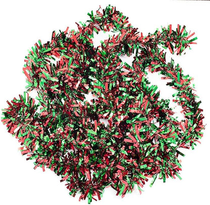 Anderson's Metallic Red & Green Tinsel Twist Garland, 25ft Holiday Decoration, Christmas Tree Trim, Parade Float Decor, Party Supplies, Halloween, Graduation, Indoor/Outdoor Event Garland