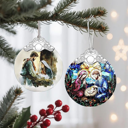Christmas Ornament, Christmas Tree Decor, Christian Ornament, Nativity Scene, Religious Home Decor, Christian Gifts, Religious Gifts, Gift Exchange, Gift Idea - Pattern A