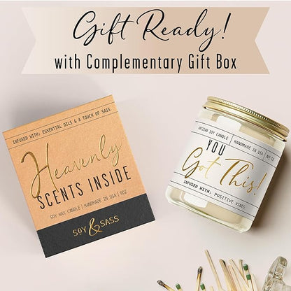 You Got This Gift for Women - 'You Got This' Soy Candle, w/Vanilla, Coconut & Citrus I Positive Vibes Candles for Women I Motivational Desk Decor I Inspirational Decor I 9oz Jar, 50Hr Burn, USA Made