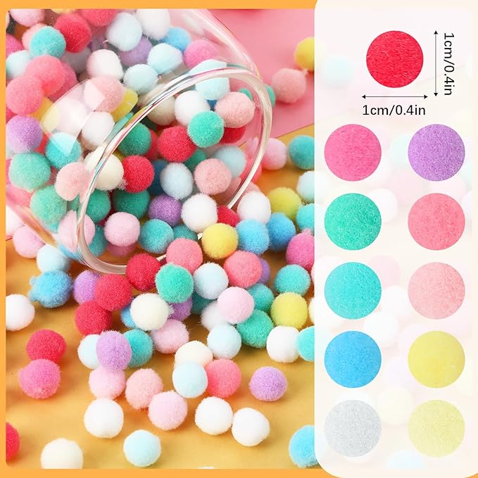 SEPGLITTER Pom Poms Balls, 1000 Pieces 1 cm Pastel Pom Poms for Holiday Crafts Making DIY Miniature Decorations Accessories