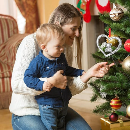 Baby’s First Christmas Ornament 2025 for Boy Girl, My First Christmas Ornament with Teddy Bear, Babys 1st Christmas’S Ornaments 2025 Metal Hanging for Newborn Xmas Tree Decoration Gift