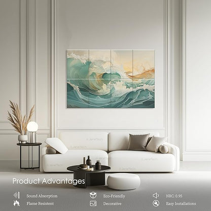 8 Pack Art Acoustic Panels 48x32 Inches Acoustical Wall Panels Decorative Sound Dampening Panels for Studios, Offices, Theaters, Adhesive Included