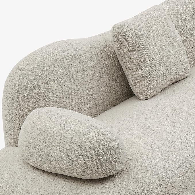 128" Luxury Curved Sectional Sofa with Ottoman, 6-Seater Boucle Couch Cloud Like Modular Sofa, Curved Sofas for Living Room, Luxury Couches with Butterfly Backrest Pillows (Beige)