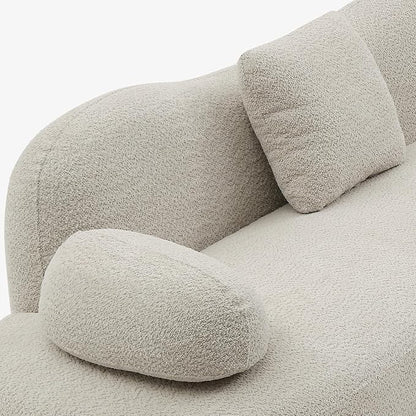 128" Luxury Curved Sectional Sofa with Ottoman, 6-Seater Boucle Couch Cloud Like Modular Sofa, Curved Sofas for Living Room, Luxury Couches with Butterfly Backrest Pillows (Beige)