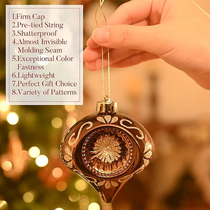 Valery Madelyn Ornaments for Christmas Trees, 60ct Bronze Copper Brown and Gold Shatterproof Christmas Tree Decorations, Luxury Hanging Ball Ornaments Bulk for Thanksgiving Autumn Harvest Decor