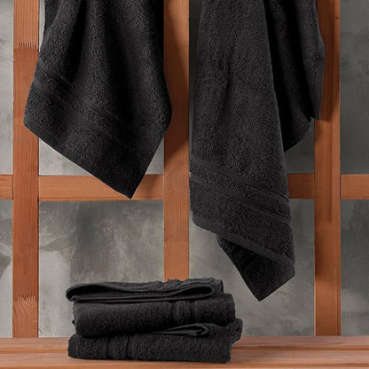 Hawmam Linen Hand Towels 4 Pack Turkish Cotton Premium Quality Soft and Absorbent Small Towels for Bath Towels, Black