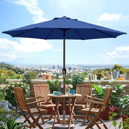 Blissun 9' Outdoor Patio Umbrella, Outdoor Table Umbrella, Yard Umbrella, Market Umbrella with 8 Sturdy Ribs, Push Button Tilt and Crank