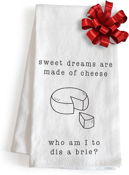 Sweet Dreams Are Made of Cheese Funny Kitchen Towels 18x24 Inch Dish Towels