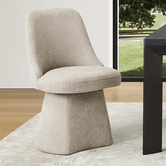 Swivel Dining Chair Mid Century Modern DeskChair High Back Upholstered Linen Fabric SideChair for Kitchen Diningroom Bedroom,Khaki,1 Box