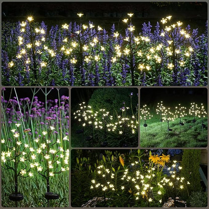 Solar Garden Lights Outdoor Waterproof,Solar Flowers for Outside Decorative,Solar Powered Fairy Outdoor Decorations for Yard,Patio,Lawn,Pathway Christmas Gardening Gifts Garden Decor 2 Pack