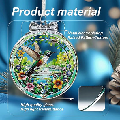 Hummingbird Christmas Ornament Crystal Glass with Gift Box- Hanging Ornaments for Christmas Tree, Christmas Ornaments Xmas Decorations, Holiday Keepsake Present Exchange Ideas