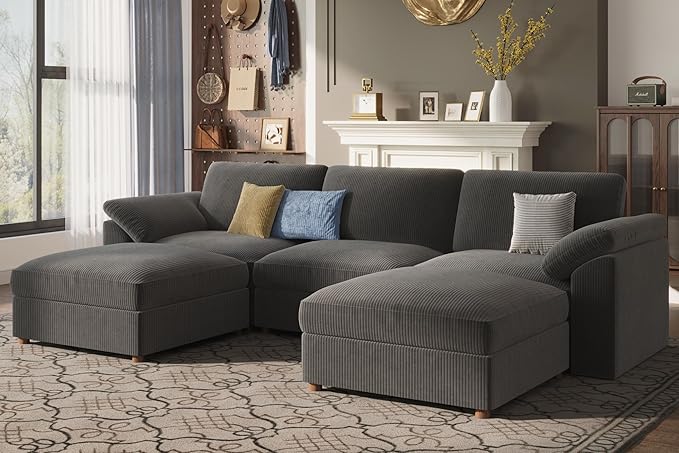 EASE MOOSE Oversized Modular Sectional Sofa, Extra Large L Shape Sectional Cloud Couch,Comfty Deep Modular Sofa with Ottoman for Living Room