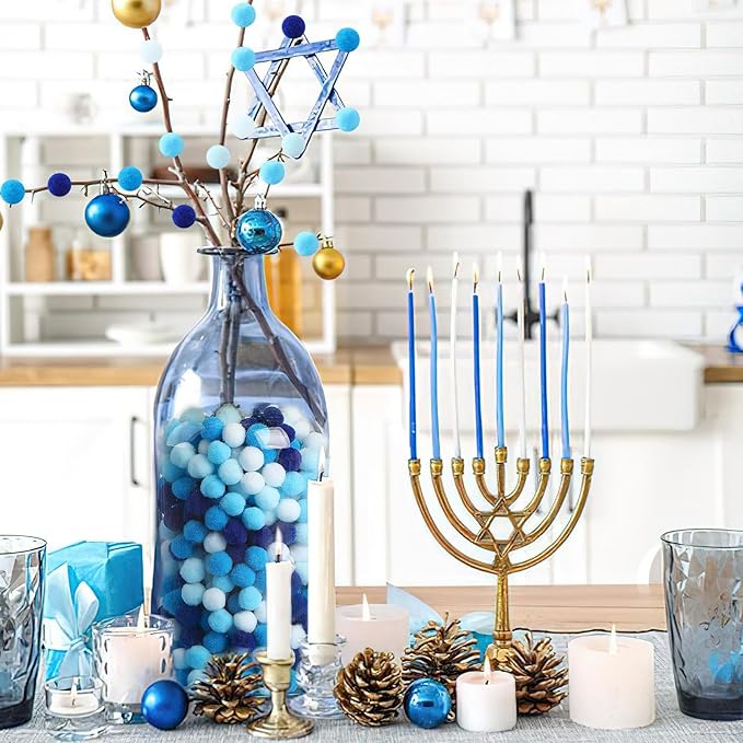 SEPGLITTER Blue Pom Poms Balls, 1000Pcs 1 cm/0.4 inch Hanukkah Blue Color Pom Poms for Chanukah Christmas Winter Summer Holiday Party Crafts Making DIY Holiday Decorations Supplies