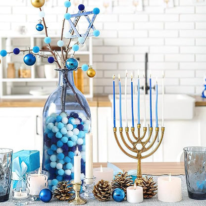 SEPGLITTER Blue Pom Poms Balls, 1000Pcs 1 cm/0.4 inch Hanukkah Blue Color Pom Poms for Chanukah Christmas Winter Summer Holiday Party Crafts Making DIY Holiday Decorations Supplies