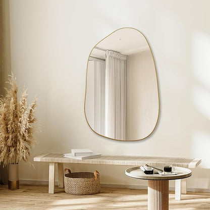 PERFNIQUE Irregular Asymmetrical Wall Mirror Decorative Modern Wall Mounted 40"x26", Gold