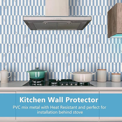 Vamos Tile Peel and Stick Backsplash Seamless Tile,10-Sheets Stick on Backsplash for Kitchen and Bathroom,Light Blue and Statury White PVC Self Adhesive Mosaic Tiles