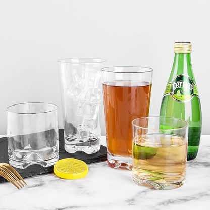 9oz Unbreakable Plastic Whiskey Rocks Glasses Double Old Fashioned Tritan Clear Drinking Beer Tumblers Cups Glassware, Shatterproof, BPA-FREE, Dishwasher safe