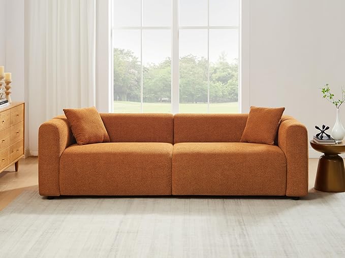 VANOMi Living Room Furniture Sets Include 95" Sofa & 42" Arm  chairs, Boucle Upholstered Oversized Couch with Pillows, Living Room Furniture Set for Bedroom Apartment (Curry, 1 Sofa+2 Chairs)