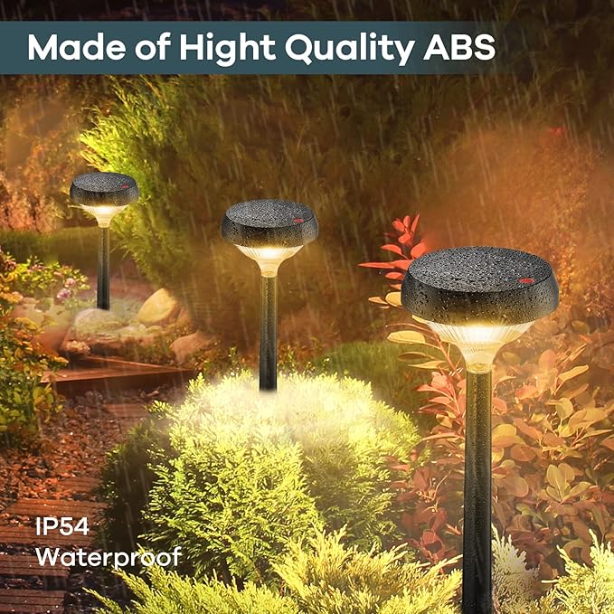 Linkind Solar Pathway Lights 4 Pack, Solar Lights Outdoor, Warm White Path Waterproof for Walkway Yard Landscape Garden