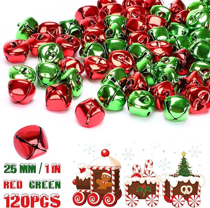 Augshy Jingle Bells for Crafts,120 Pcs 1 Inch Christmas Jingle Bells,Bulk Sound Craft Bells for Christmas Home Festival Decorations DIY Project