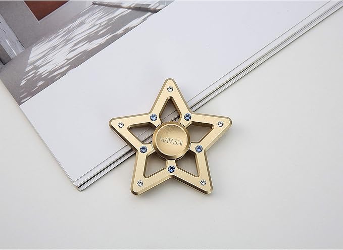 Matashi 24K Gold Plated Hanging Christmas Tree Star Ornament with Matashi Crystals, Christmas Decorations for Holiday Wedding Party Decoration, Tree Ornaments, Shiny, Metal Finish, Ribbons Included