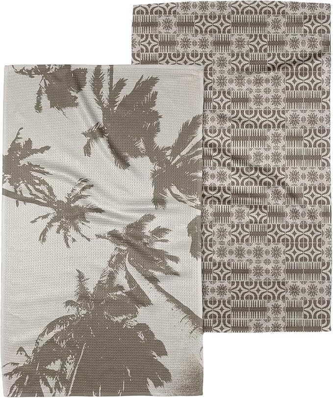 GEOMETRY Kitchen Towels Quick Dry Microfiber Premium Sandy Boho 2 Pack 18x30
