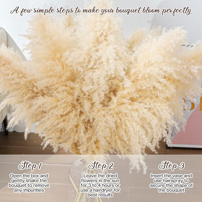 40" 11 PCS Dried Pampas Grass Decor Tall,Large Natural Beige pompas Grass,Tall Pampas Grass for Floor Vase,Wedding Decoration,Party,Farmhouse,Boho Home Decor,and Creating a Bohemian Ambiance