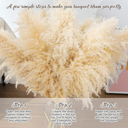 40" 33PCS Dried Pampas Grass Decor Tall,Large Natural Beige pompas Grass Tall Pampas Grass for Floor Vase,Wedding Decoration,Party,Farmhouse,Boho Home Decor,and Creating a Bohemian Ambiance