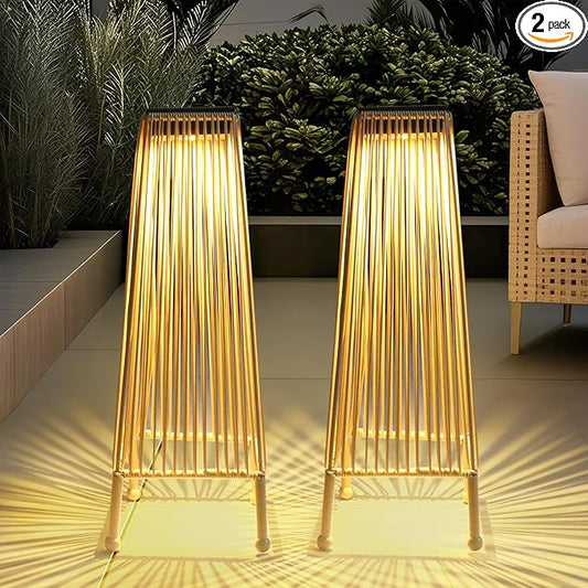 Outdoor Solar Floor Lamp, Upgraded Solar Patio Lamp, Brighter Outdoor Floor Lamp, Auto On/Off Patio Lamps Outdoor for Yard Garden Patio Pathway Lawn Decor 2Pack