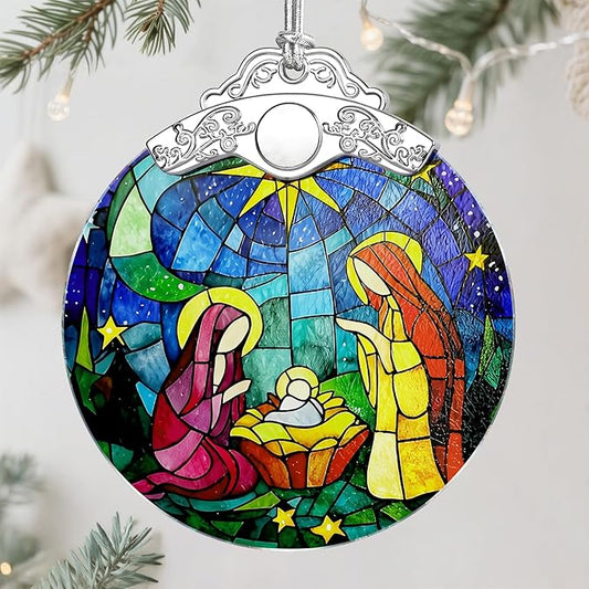 Christmas Ornament, Christmas Tree Decor, Christian Ornament, Nativity Scene, Religious Home Decor, Christian Gifts, Religious Gifts, Gift Exchange, Gift Idea - Pattern C