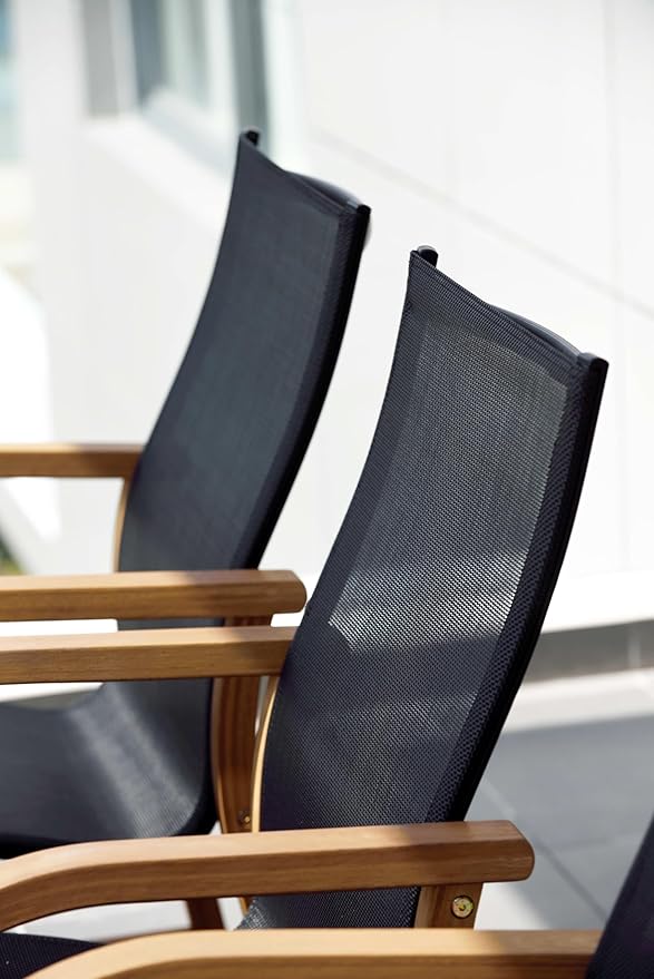 Amazonia Franklin 11-Piece Rectangular Extendable Patio Dining Set | Teak Finish and Weather-Net Technology | Ideal for Outdoors and Indoors