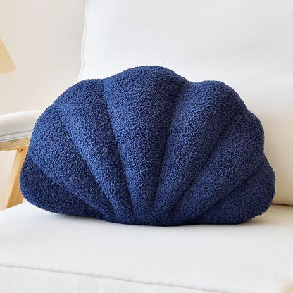 Seashell Throw Pillows, Shell Shaped Throw Pillows, 18 Inch Soft Home Decorative Pillow Plush Cushion for Bed Couch Living Room Decor Accent Throw Pillow (Navy 18Inch)