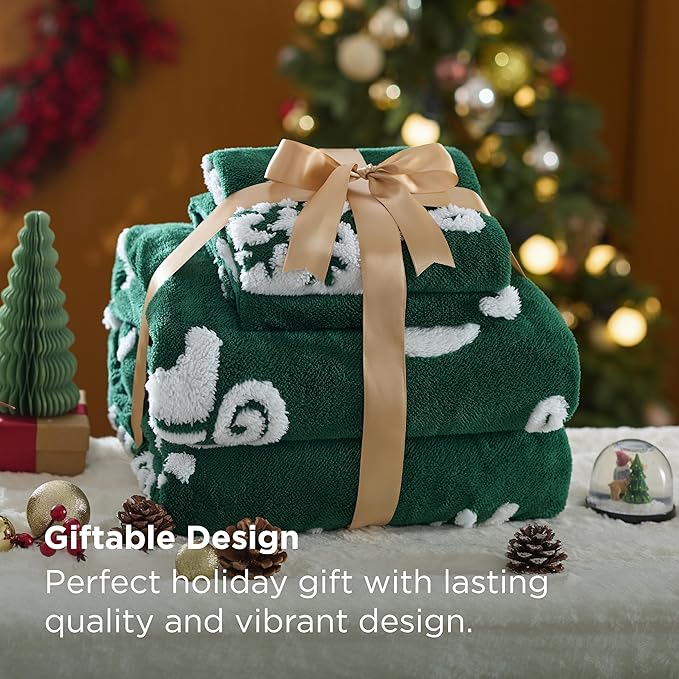 Bedsure Fluffy Christmas Duvet Cover Set - Ultra Soft Plush Shaggy Comforter Cover Twin Size, Warm Flannel Fleece Bed Sets for Winter, 3 Pieces, Gingerbread Man Pattern, Green