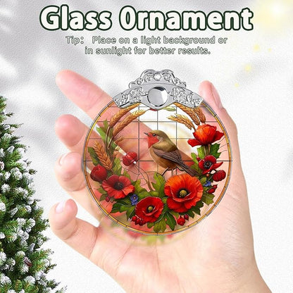Stained Glass Birds Christmas Ornaments, Birds Christmas Tree Decoration, Hanging Xmas Tree Decor, Gift Idea