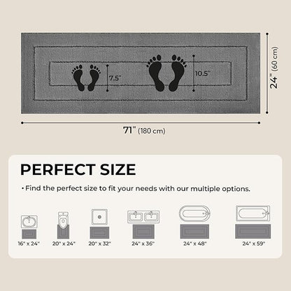 GRANNY SAYS Deep Gray Bathroom Rug Mat, Bath Mats for Bathroom Non-Slip, Super Soft and Water Absorbent, Extra Large Bath Rugs, Microfiber Long Bath Rugs for Floor, Tub and Shower,71" x 24"