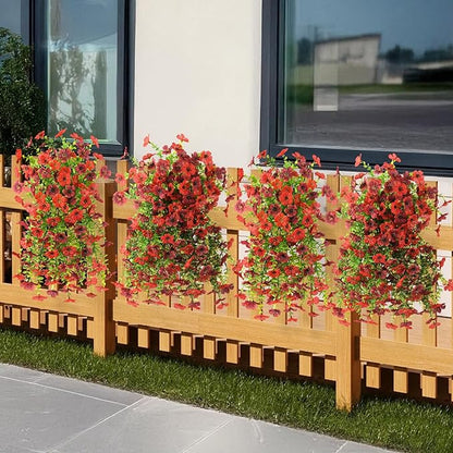 INQCMY 2Pcs Artificial Flowers for Outdoors UV Resistant Artificial Plants Easy Assembly for Spring Decor Look Real Faux Hanging Flowers for Outside Home Planter Porch Patio Decor