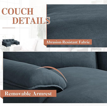 Meilocar U Shaped Sectional Sofa 110" 4 Seat Large Cloud Couch with Wide Chaise Double Cushions, Grey